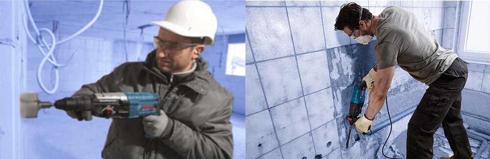 Młot udarowo-obrotowy BOSCH Professional GBH 240 0611272100 maksymalna wydajność niezwodność długi czas pracy ergonomiczna budowa do prac ogólnobudowlanych do wiercenia dłutowaniem wykonywania bruzd w betonie wycinania otworów o średnicy do 68 mm w twardych materiałach