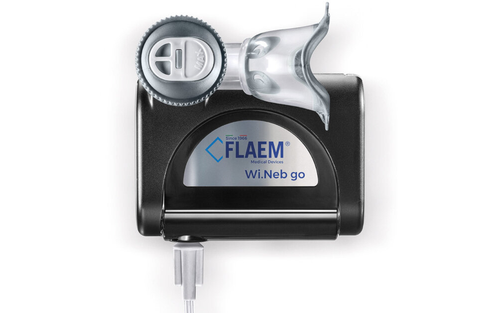 Inhalator nebulizator pneumatyczny FLAEM NUOVA Wi.Neb Go 0.42 ml/min Akumulator wysoka jakosc trwaly odporny