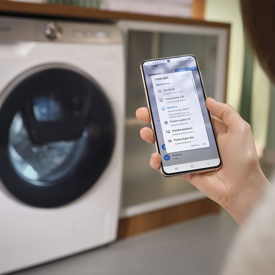 w aplikacji wskaż, co masz do prania, a parametry prania zostaną dobrane automatycznie