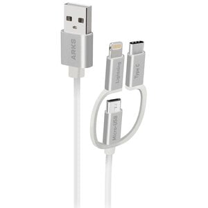 Kabel USB - Micro USB/Lightning/USB-C ARKS 1.2 m Biały