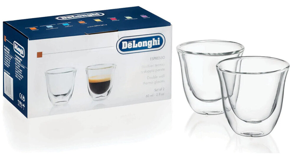 Szklanki do Espresso DELONGHI 2x60 ml DBWALLESP do kawy na cieplo i zimno wysokosc szklanki 9,5 cm