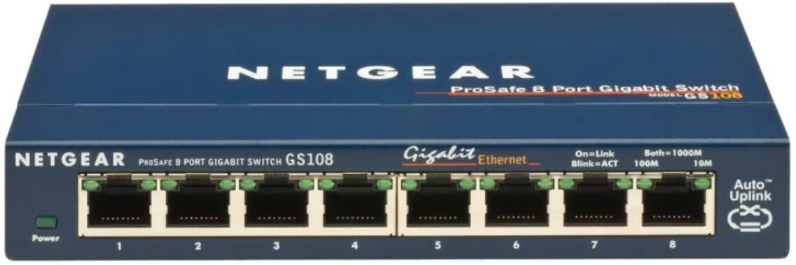 Switch NETGEAR GS108GE - wygląd ogólny rozbudowa sieci niewygórowana cena zakupu
