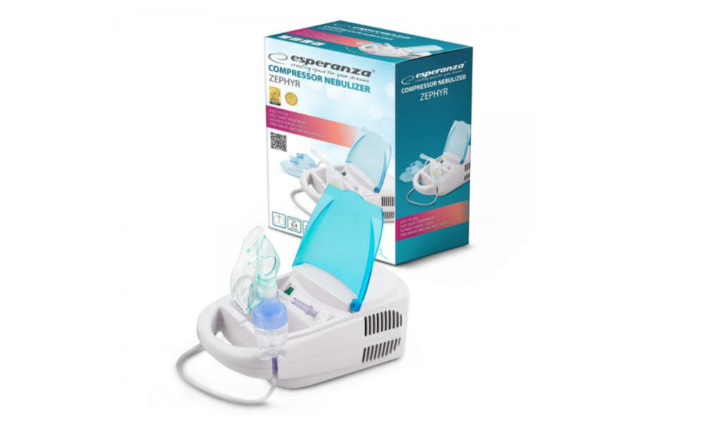 ESPERANZA-ECN002 inhalator nebulizator zestaw urządzenie ustnik maska dorosły dziecko instrukcja karta gwarancyjna