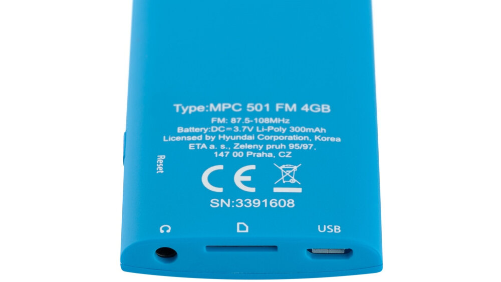 Odtwarzacz MP3 HYUNDAI MPC501GB4FMBL Niebieski - Bateria