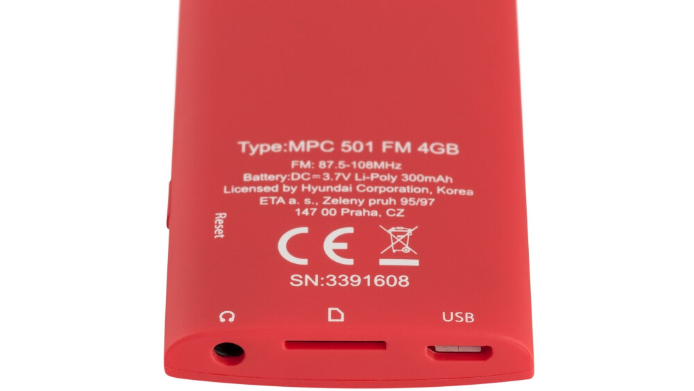Odtwarzacz MP3 HYUNDAI MPC501GB4FMR Czerwony - Bateria
