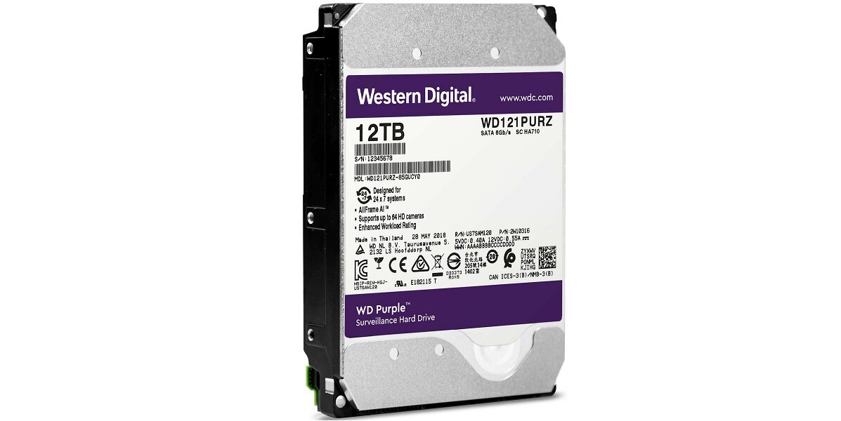 Dysk WD Purple WD121PURZ 12TB HDD Do monitoringu Wykonany z wysokiej jakości materiałów, co przekłada się na jego trwałość 