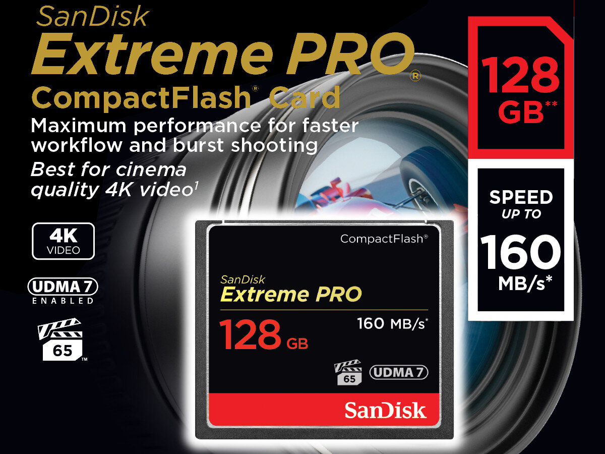 Karta pamieci SANDISK Compact Flash Extreme Pro 128 GB zawartosc opakowania