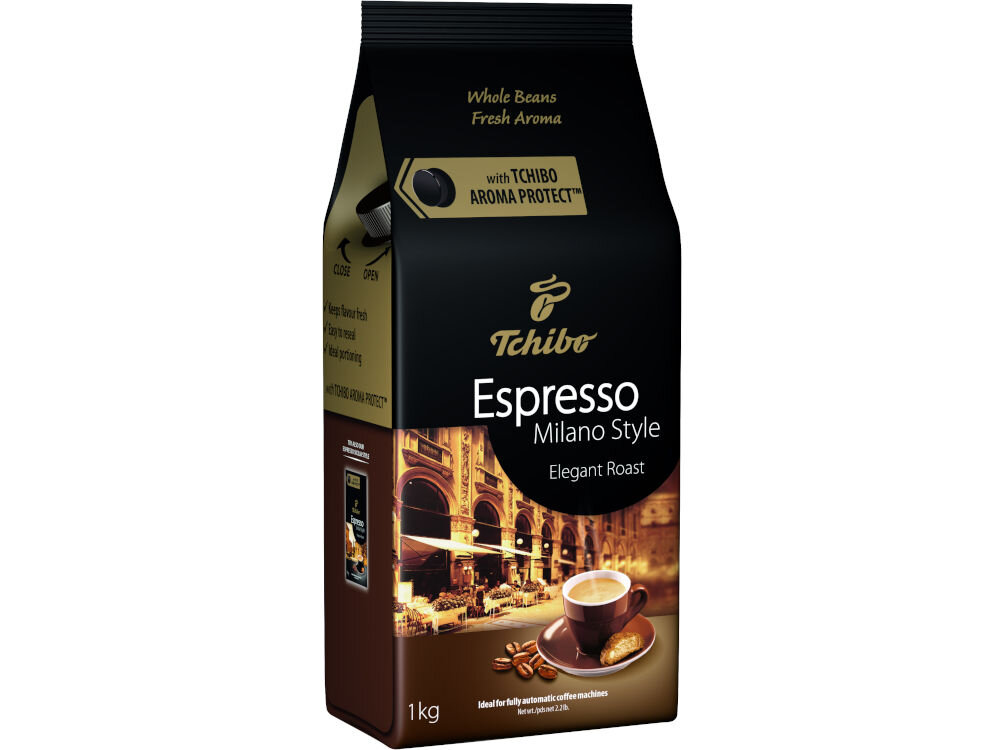 Kawa ziarnista TCHIBO Espresso Milano Style Arabica 1 kg smak kawa ziarna Arabica owocowy smak z subtelna nuta gorzkiej czekolady