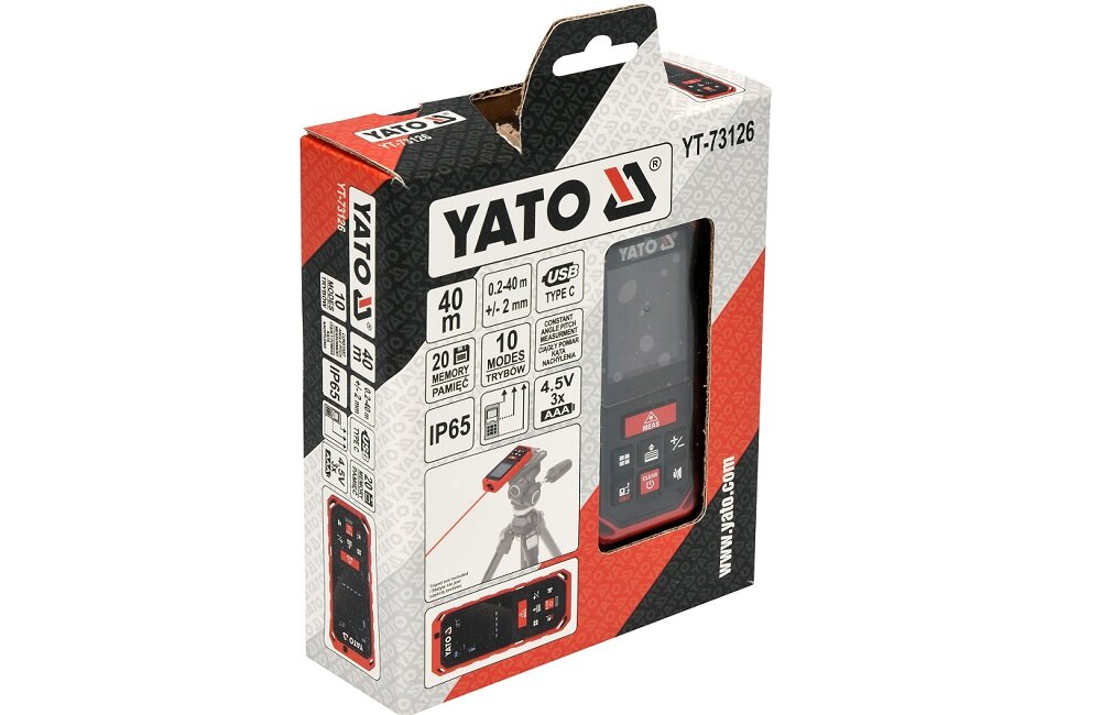 Dalmierz laserowy YATO YT 73126 Bezpieczny transport kartonowe opakowanie