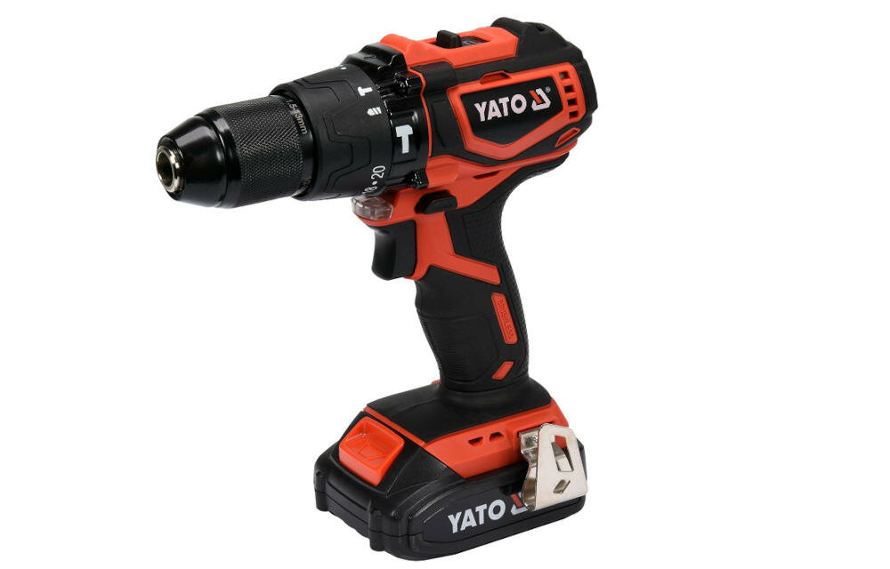YATO-YT-82796 funkcja szybkie zatrzymanie komfort funkcjonalność praca ergonomiczna rękojeść metalowy zaczep paski zabezpieczenie przegrzanie ogniwa bateria wskaźnik naładowanie