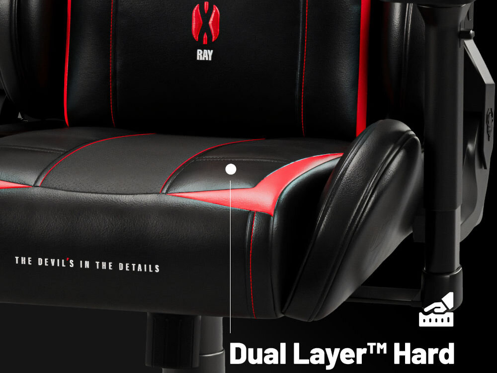 Fotel DIABLO CHAIRS X-Ray (L) Czarno-czerwony podwójna warstwa nici nylonowe