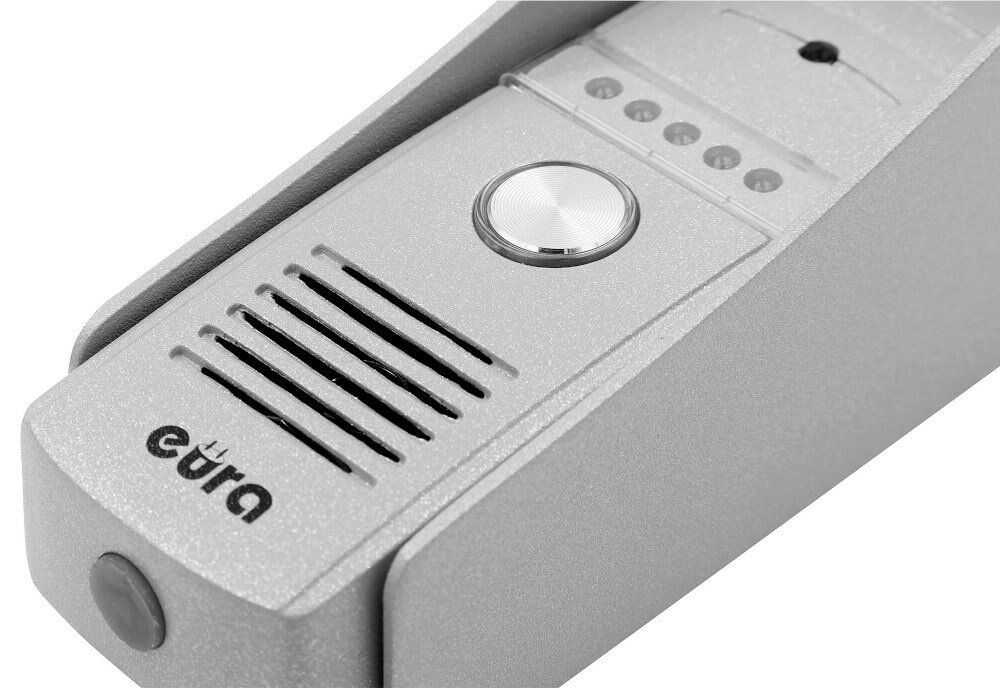 Wideodomofon EURA VDP-50A3W Czarny Wi-Fi kaseta zewnętrzna EURA VDA-79A3 5 diod IR podczerwieńo kamera z matrycą 420 TVL do montażu natynkowego