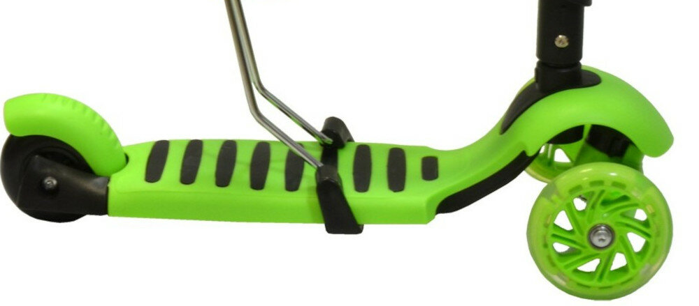 Hulajnoga dla dzieci Enero biedronka zielona wyposażona w solidny wzmocniony podest z listwą poliamidu antpoślizgowa powierzchnia