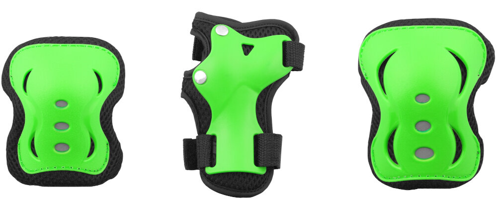Kask VÖGEL VOK-650S Zielony dla Dzieci (Rozmiar S-M) + Zestaw ochraniaczy ochraniacze doskonałe zabezpieczenie wysoka jakość kolana nadgarstki łokcie komfort noszenia bez uczucia dyskomfortu