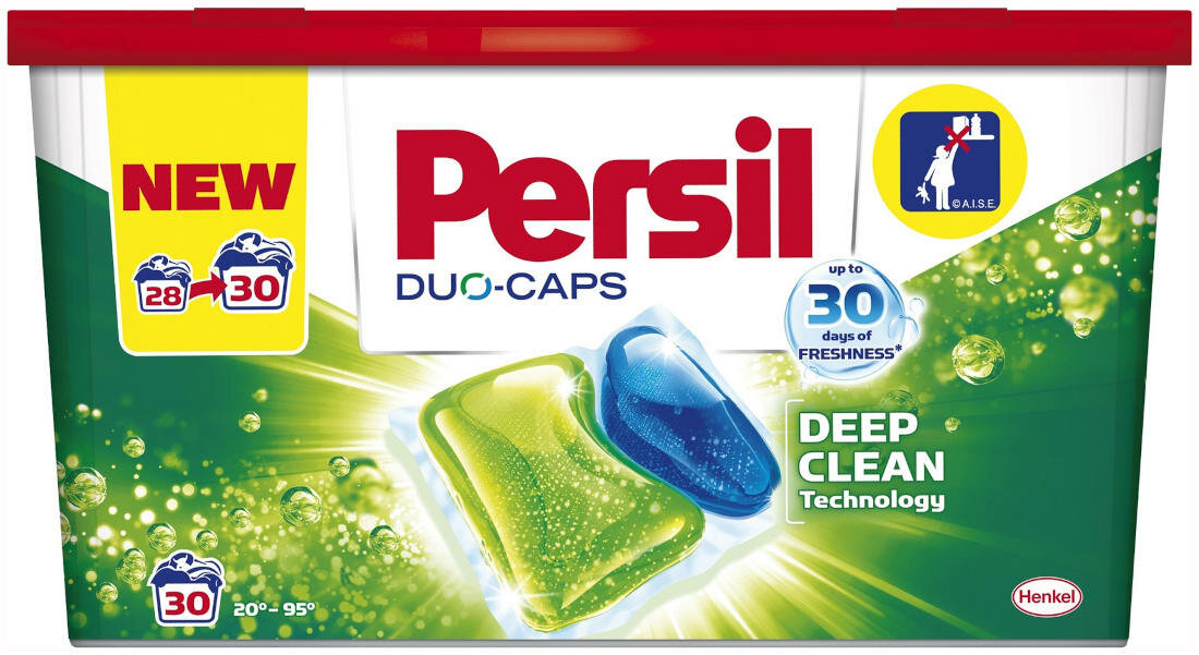Kapsułki do prania PERSIL Duo Caps Regular 30 szt. nadaje przyjemyn zapach do 30 dnu skutecznosc usuwanie plam od jedzenia blota i trwawy technologia deep clean