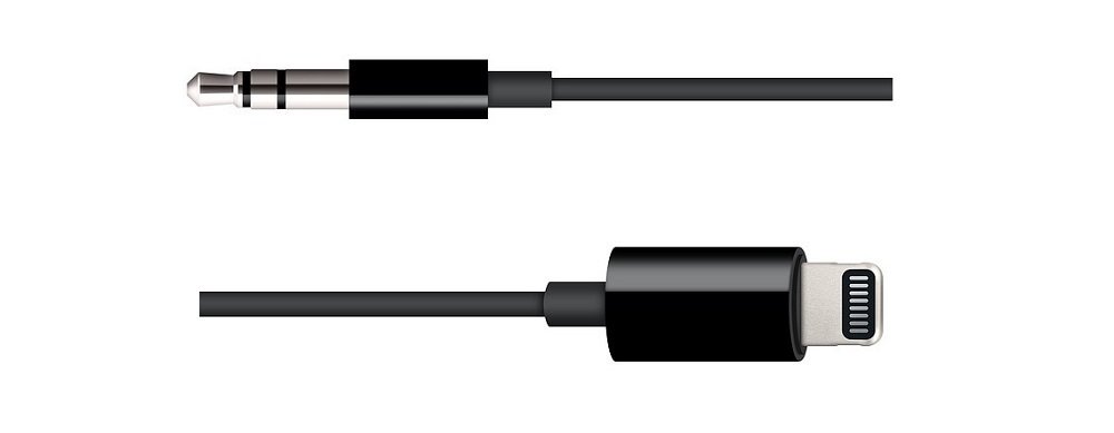 Kabel Jack 3.5 mm - Lightning APPLE 1.2 m widok ogólny przewód