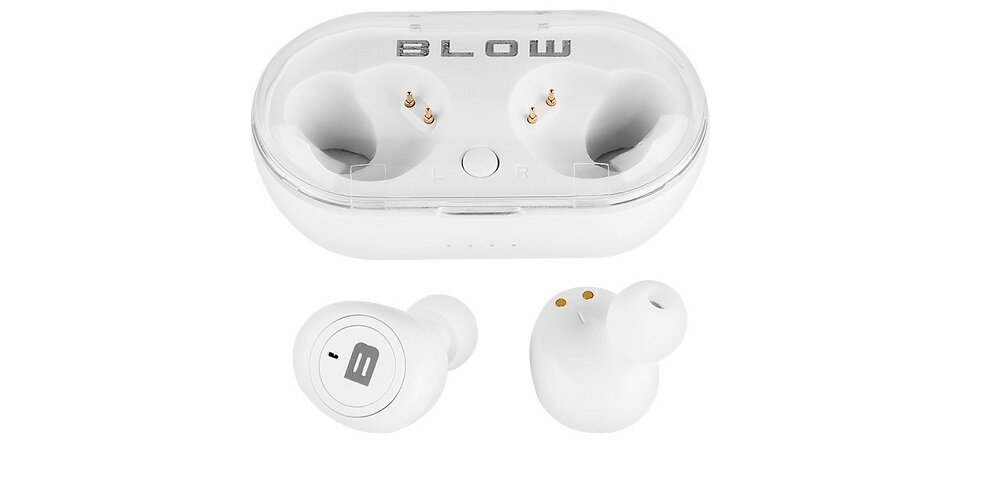 Słuchawki dokanałowe BLOW Earbuds BTE100 Biały widok dźwięk zestaw