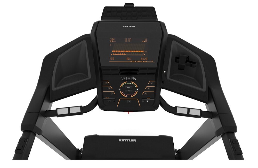Bieżnia elektryczna KETTLER Alpha Run 400 Komputer treningowy intuicyjny w obsłudze wyświetlacz LCD wymiaryMenu 