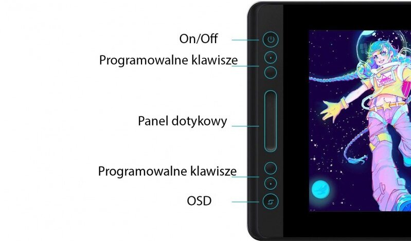 Tablet graficzny HUION Kamvas Pro 13 - programowalne klawisze wygoda 