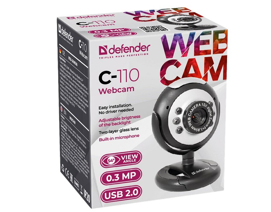 Kamera internetowa DEFENDER C-110 - kabel USB ograniczenie ilości kabli łatwa instalacja