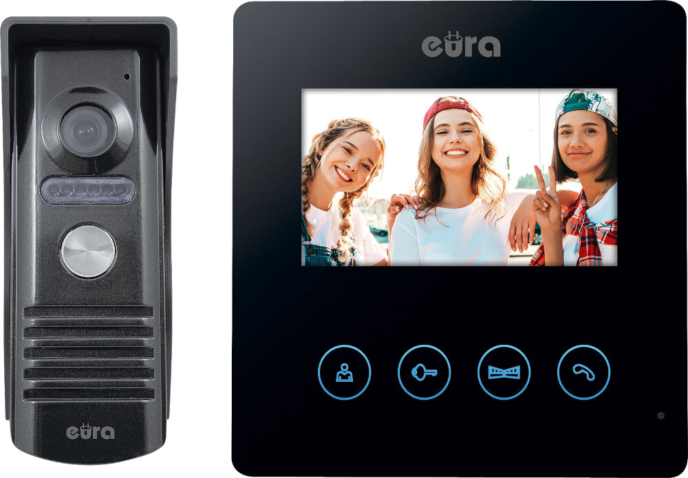 Wideodomofon EURA Atira VDP-52A3 Czarny wysoki poziom bezpieczenstaw dotykowe klawisze