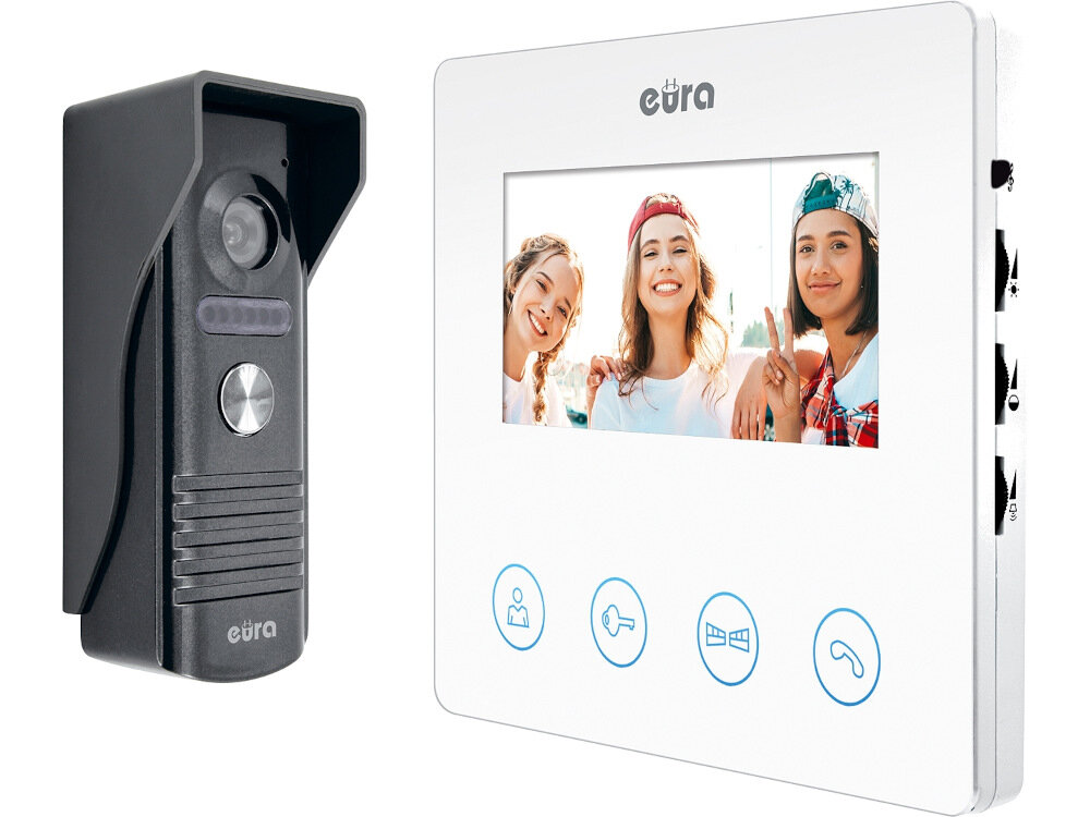 Wideodomofon EURA Atira VDP-52A3 Biały wysoki poziom bezpieczenstaw dotykowe klawisze
