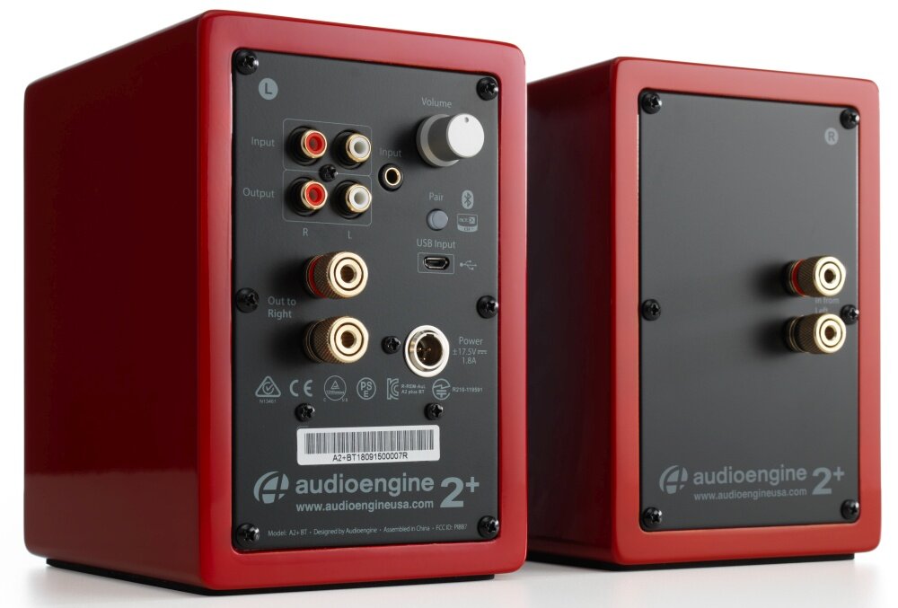 Kolumny głośnikowe AUDIOENGINE A2+ brzmienie bezprzewodowe łącze złącza dźwięk wszechstronność  obsługa instalacja design jakość wykonanie opakowanie zestaw