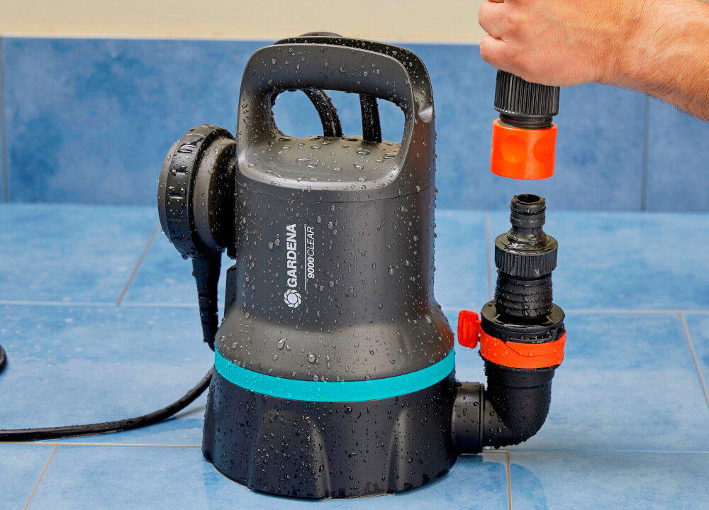 Pompa do wody GARDENA 09030-20 elektryczna gwinty\ przylaczeniowe z adapterami do wezy 25 i 38 mm gwiny polaczeniowy G1 1/2 cala