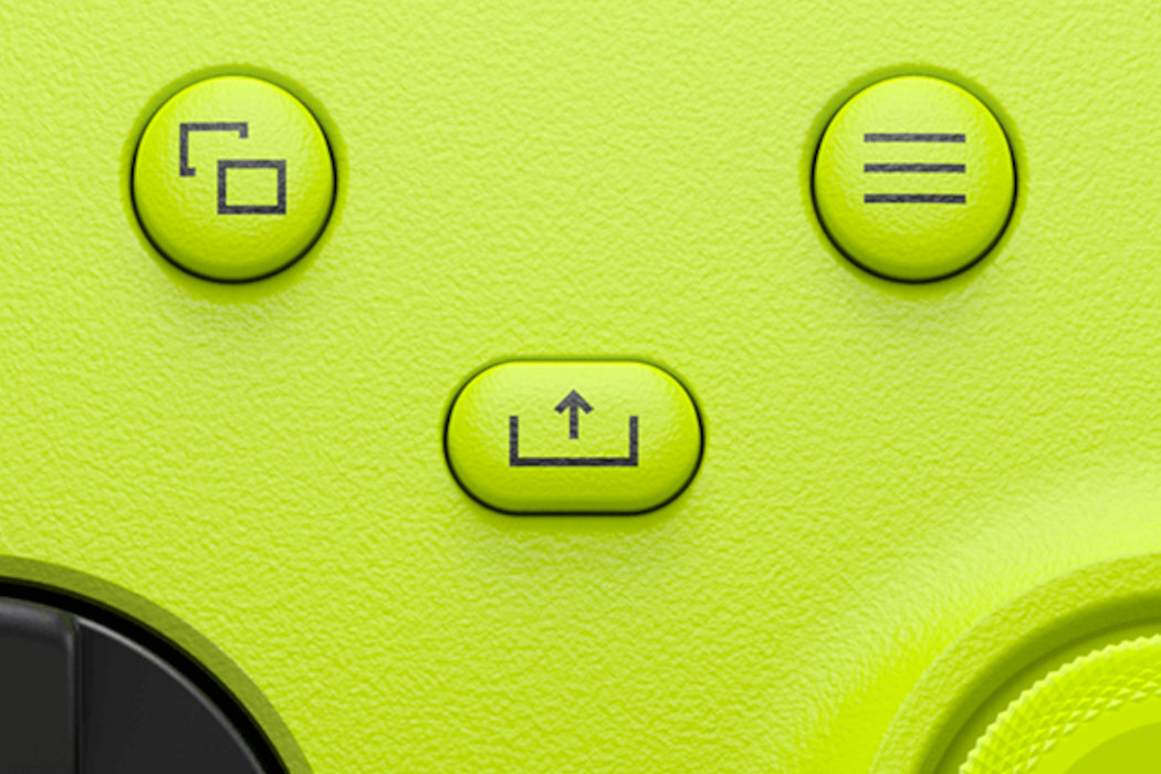 Kontroler MICROSOFT XBOX Series X Elektryzująca zieleń przycisk udostępnianie przechwitywanie zrzuty ekranu nagrania