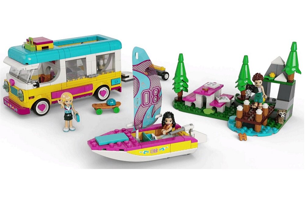 LEGO Friends Leśny mikrobus kempingowy i żaglówka 41681 Zabawa napędzana wyobraźnią nie zawiera żadnych elementów elektronicznych