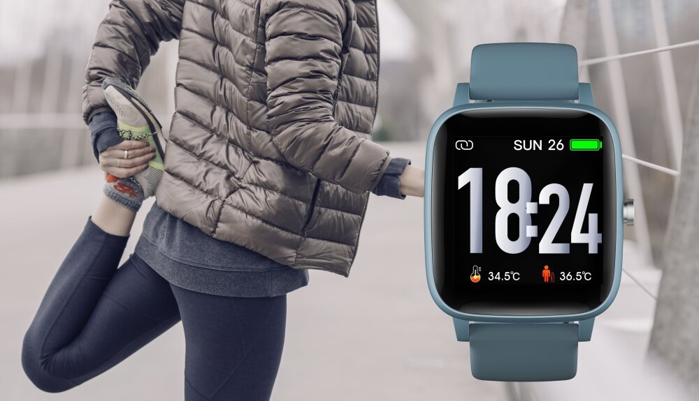 Smartwatch BEMI Ter 2 ekran bateria czujniki zdrowie sport pasek ładowanie pojemność rozdzielczość łączność sterowanie krew puls rozmowy smartfon aplikacja Czarny tryb sportowy kroki