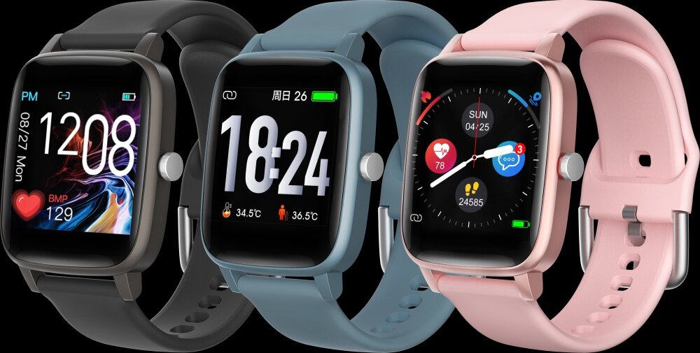 Smartwatch BEMI Ter 2 ekran bateria czujniki zdrowie sport pasek ładowanie pojemność rozdzielczość łączność sterowanie krew puls rozmowy smartfon aplikacja Czarny bluetooth informacje