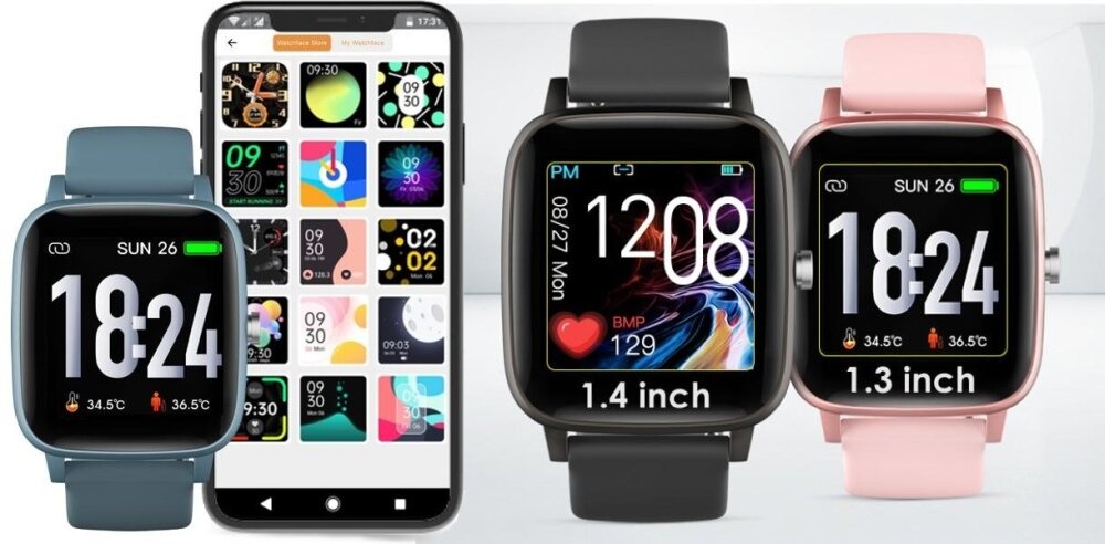 Smartwatch BEMI Ter 2 ekran bateria czujniki zdrowie sport pasek ładowanie pojemność rozdzielczość łączność sterowanie krew puls rozmowy smartfon aplikacja Czarny pogoda jakosc snu muzyka