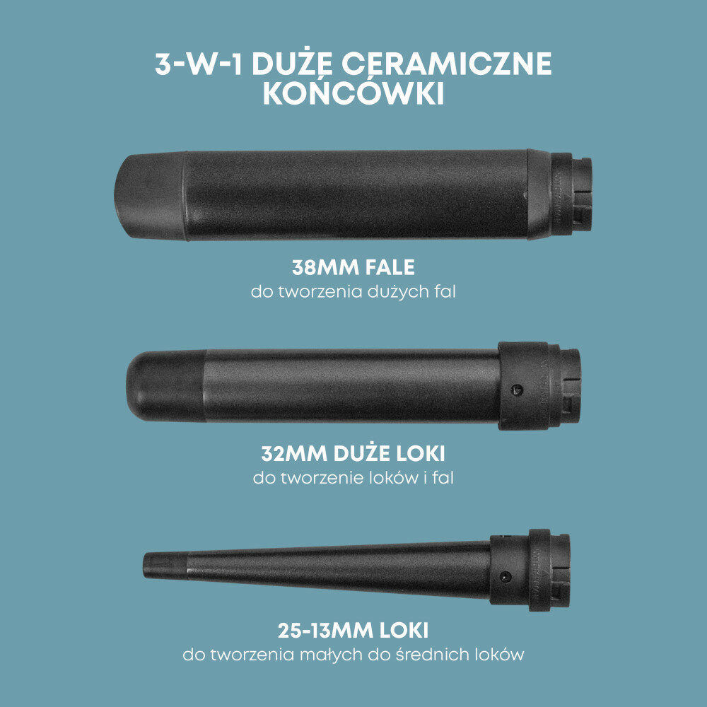 Lokówka REVAMP WD-1500 wyposazenie uzytkowanie 3 koncowki wymienne ceramiczne 38mm 32mm 25-13mm