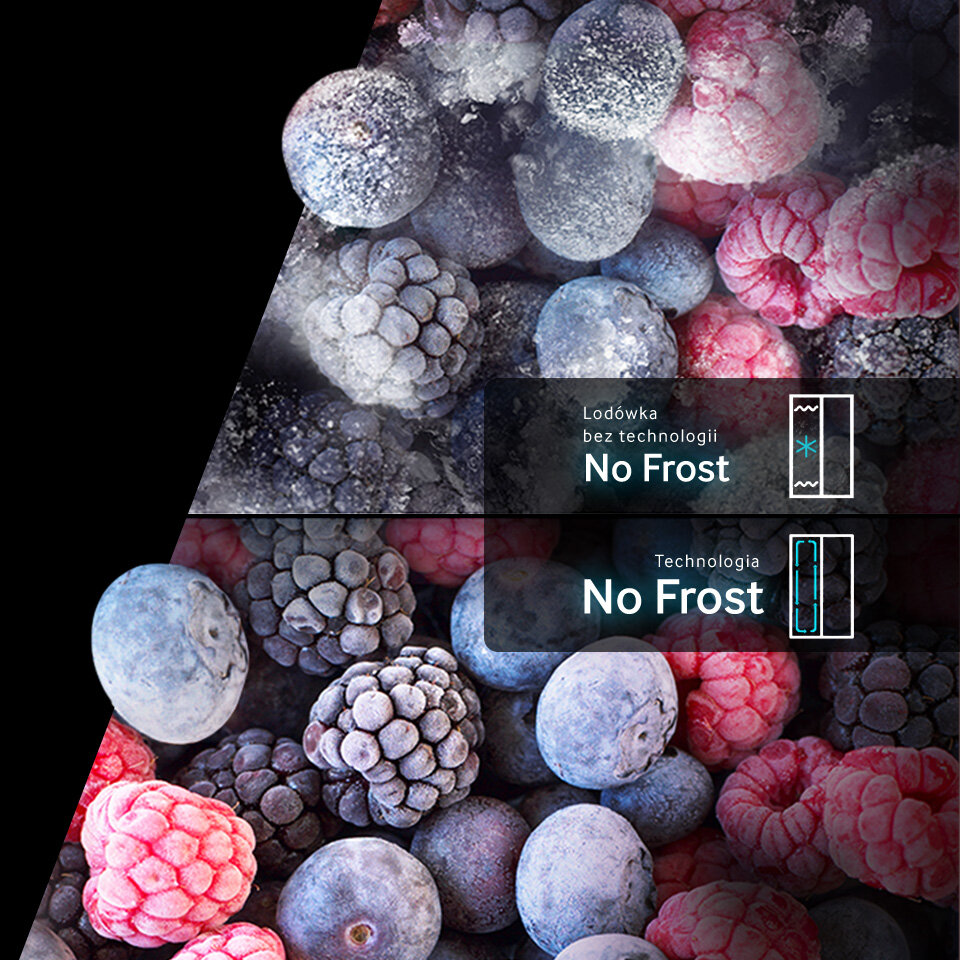 Dzięki No Frost produkty zachowują smak i kolor na dłużej. 