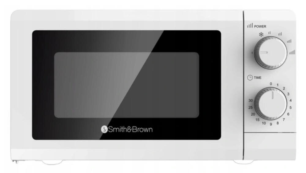 SMITH&BROWN SB-G20MWM kuchenka mikrofalowa podgrzewanie posiłek krótki czas oszczędność energia pokrętła sterowania funkcje gotowanie timer sygnał dźwiękowy