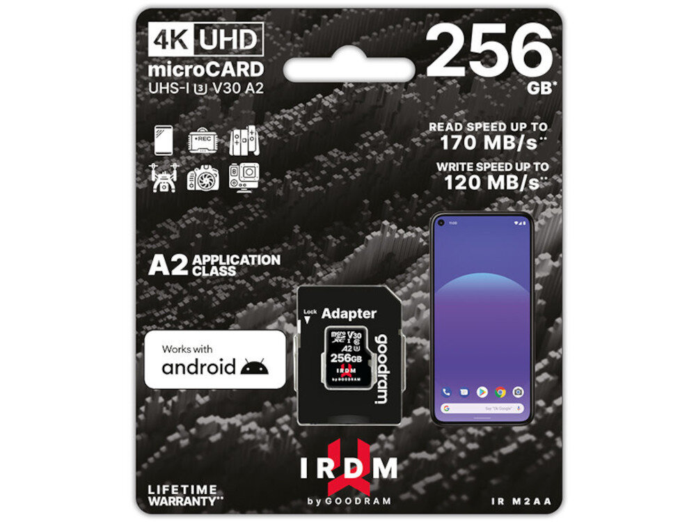 Karta pamieci GOODRAM IRDM microSDXC 256GB + Adapter opakowanie