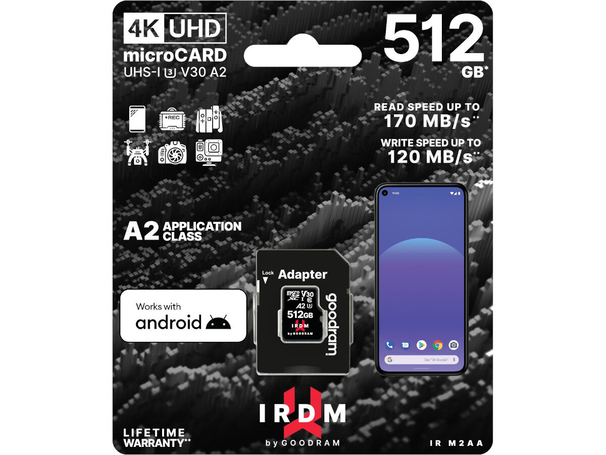 Karta pamieci GOODRAM IRDM microSDXC 512GB + Adapter opakowanie