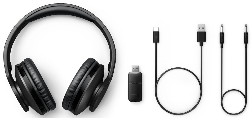 Słuchawki nauszne PHILIPS TAH6206BK/00 design konstrukcja dźwięk bezprzewodowa łączność mikrofon komfort obsługa złącza
