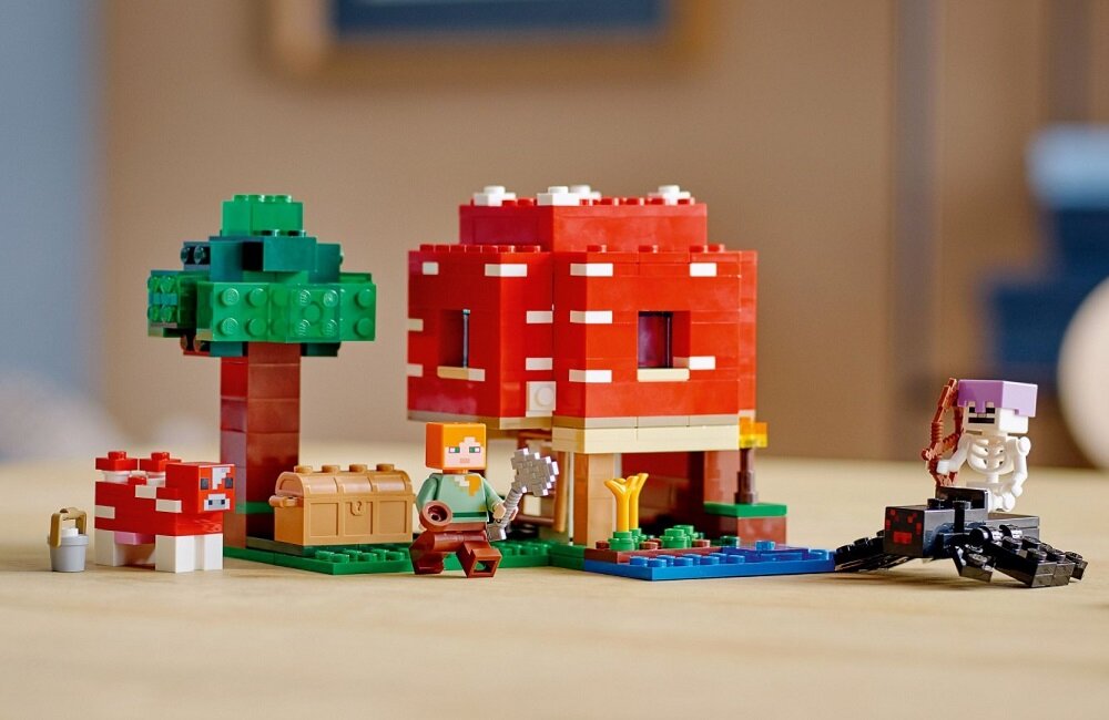 LEGO Minecraft Dom w grzybie 21179 Dom w grzybie prosto z Minecrafta Oferuje nieograniczone możliwości kreatywnej zabawy
