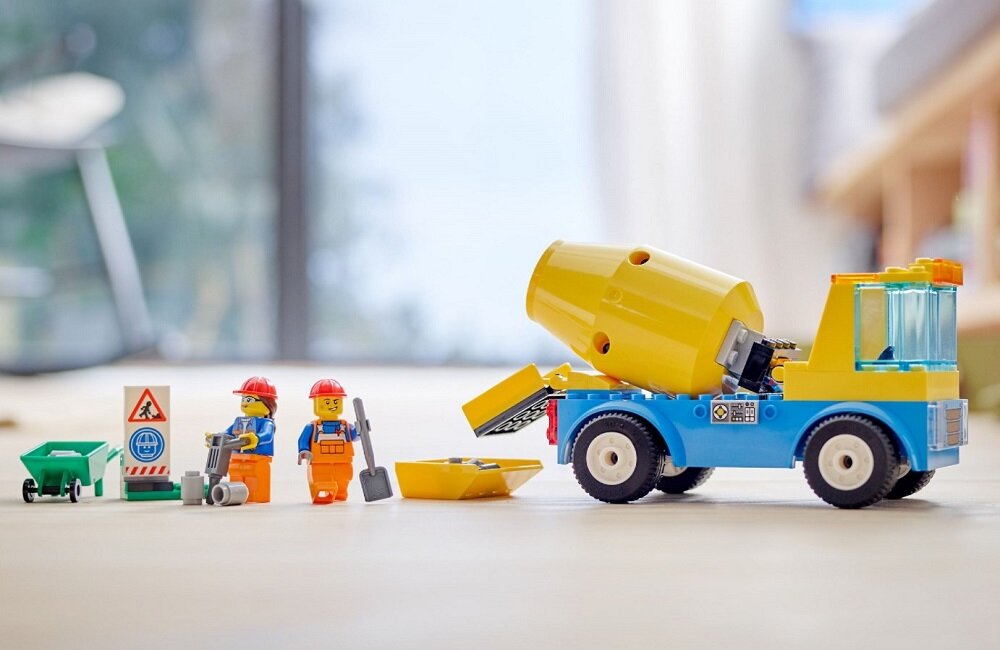 LEGO City Ciężarówka z betoniarką 60325 Wiele godzin kreatywnego zajęcia dla najmłodszych Nauka poprzez zabawę składa się z 85 elementów dla dzieci od 4 roku życia wymiary