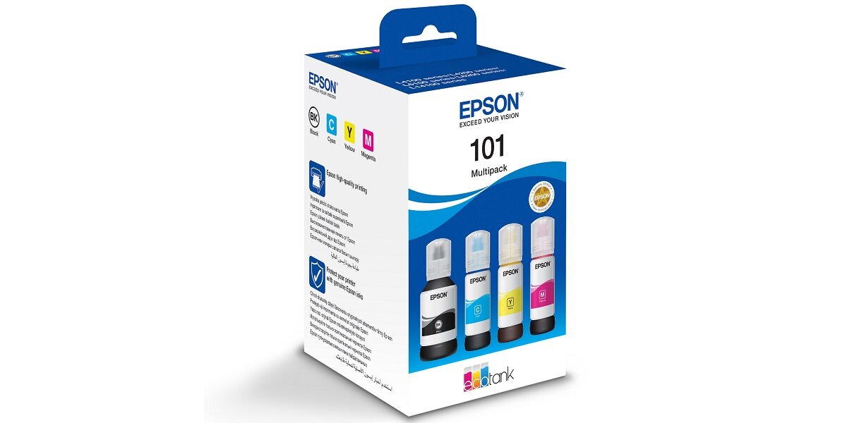 Tusz EPSON 101 Multipack Kolorowy 337ML Łatwa obsługa i uzupełnianie Trwałe i żywe kolory