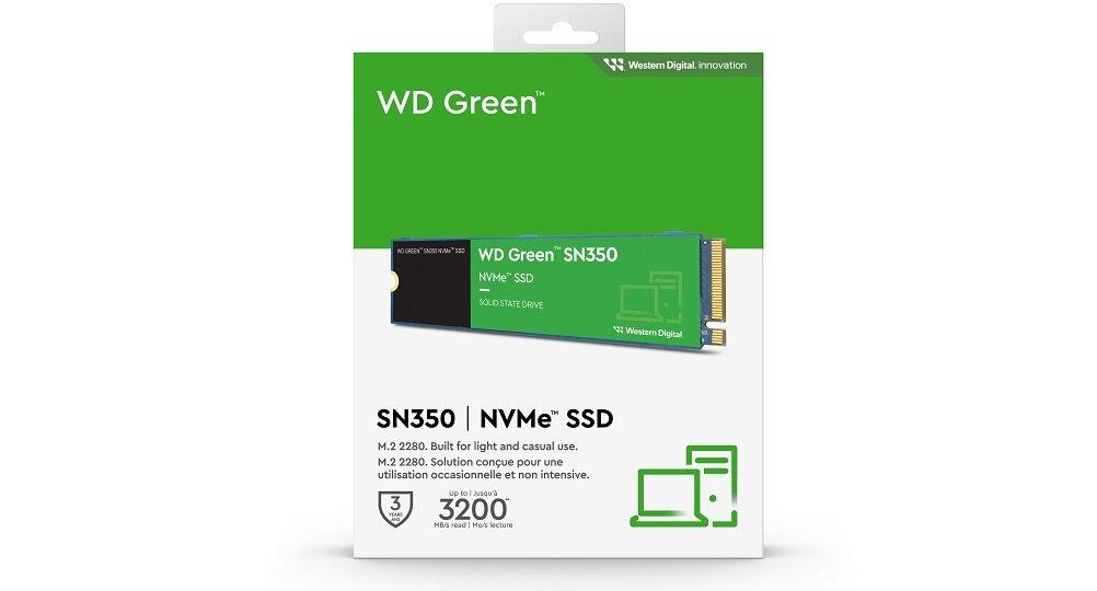 Dysk WD Green SN350 Wymiary waga kolor pojemność niezawodność trwałość prędkość odczytu prędkość zapisu