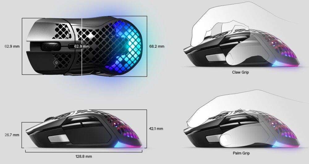 Mysz STEELSERIES Aerox 5 prędkość światła lekka mysz programowalne przyciski ochrona aqua rewolucja kontrola PTFE  RGB kabel chwyt komfort bluetooth