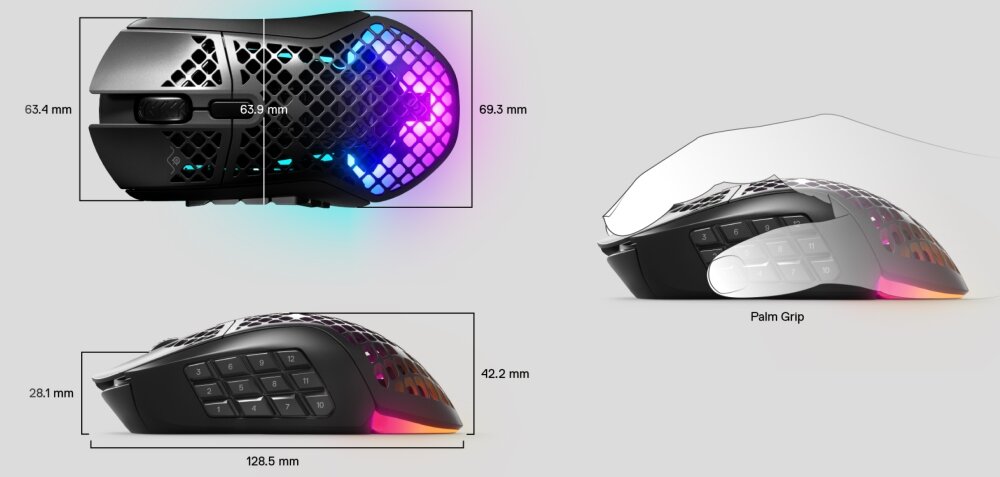 Mysz STEELSERIES Aerox 9 prędkość światła lekka mysz programowalne przyciski ochrona aqua rewolucja kontrola PTFE  RGB kabel chwyt komfort bluetooth