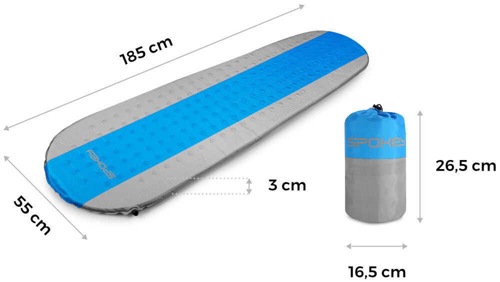 Mata samopompująca SPOKEY Air Mat Szaro-niebieski elementy wymiary