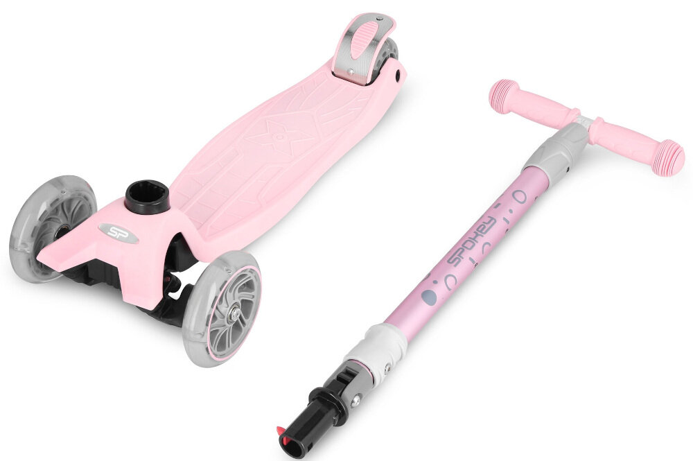Hulajnoga dla dzieci SPOKEY Plier Różowy funkcja składania kierownicy uchwyty kierownicy pokryte antypoślizgowym miękkim materiałem TPR dla dzieci o wadze poniżej 50 kg