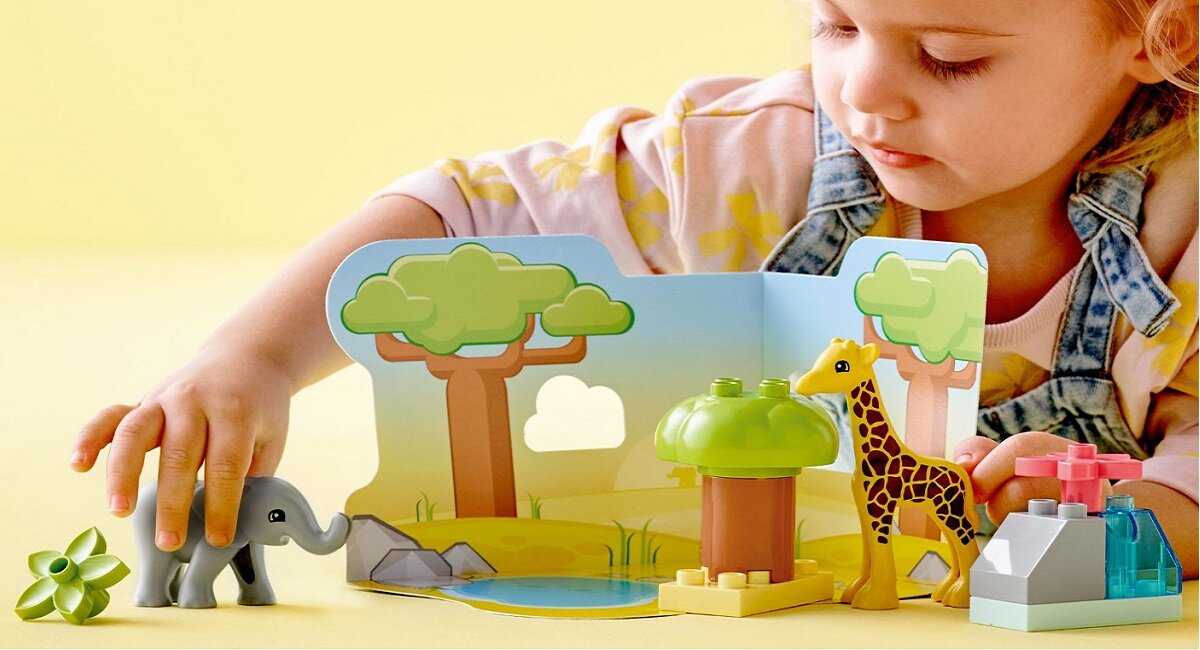 LEGO Duplo Dzikie zwierzęta Afryki 10971 żyrafa słoń Nauka przez zabawę dla małych dzieci