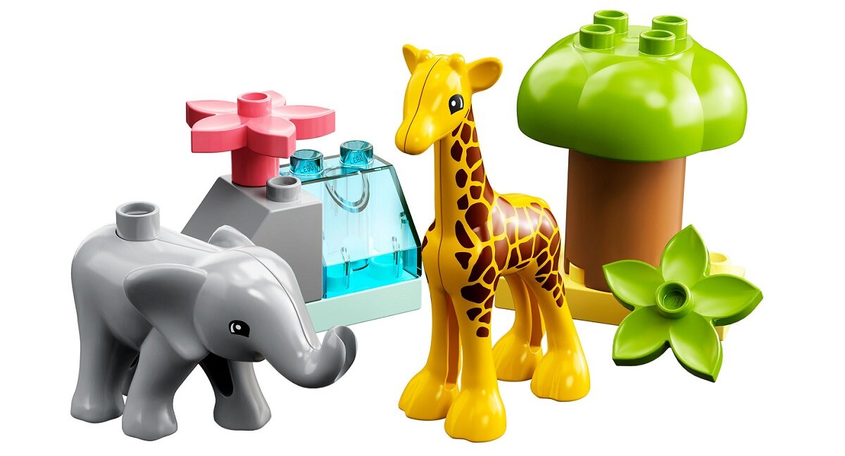 LEGO Duplo Dzikie zwierzęta Afryki 10971 żyrafa słoń 
Figurki dostosowane do małych rączek 
