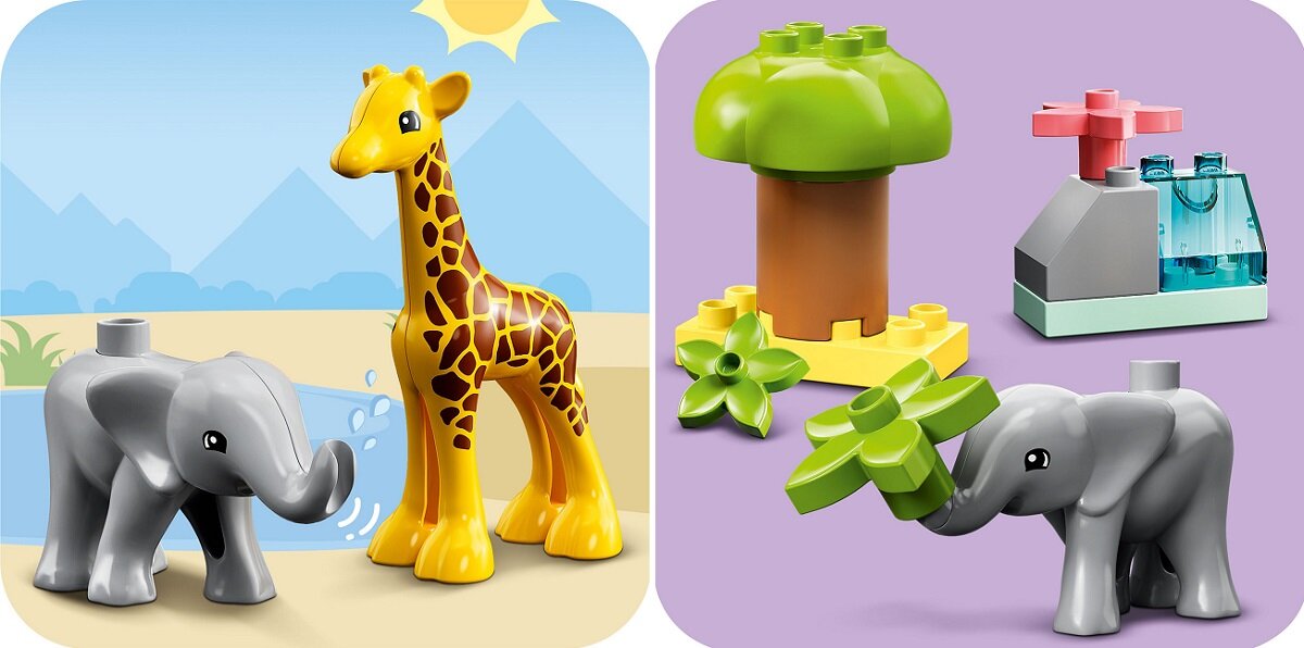 LEGO Duplo Dzikie zwierzęta Afryki 10971 żyrafa słoń Pomoc w rozwoju życiowych umiejętności